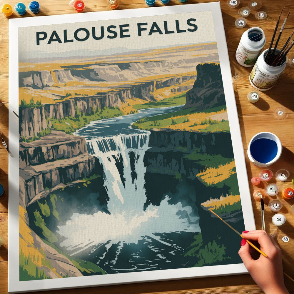 Palouse Falls - U.S. Waterfalls | Paint by Numbers Kit