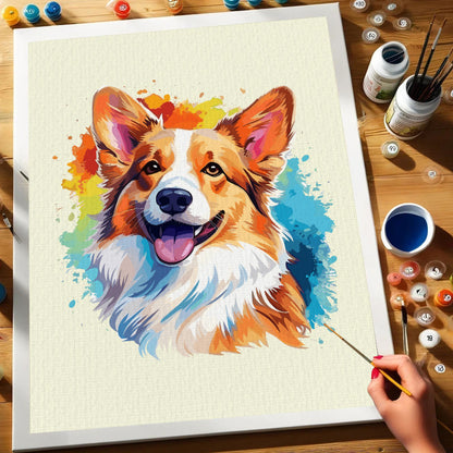 Pembroke Welsh Corgi - Colorful Dog | Paint by Numbers Kit