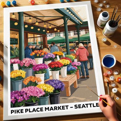 Pike Place Market, Seattle | US Landmark | Paint by Numbers Kit