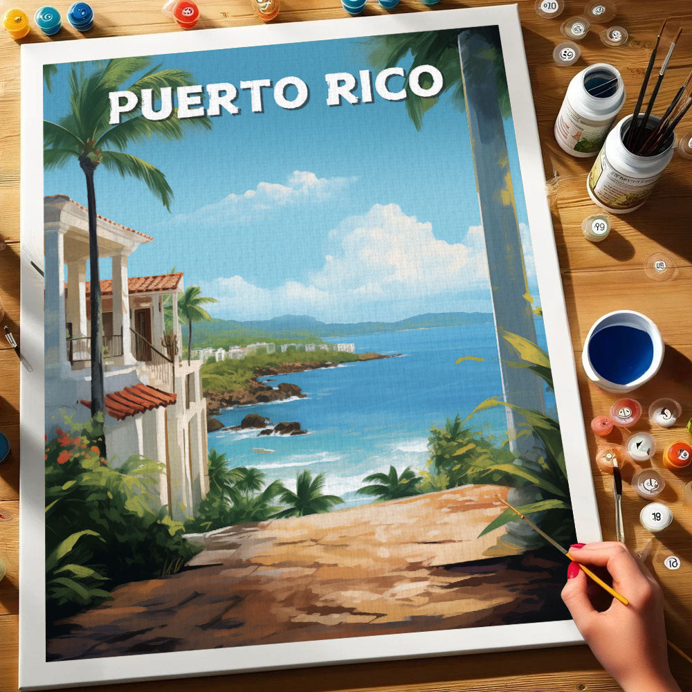 Puerto Rico Travel Poster | Paint by Numbers Kit