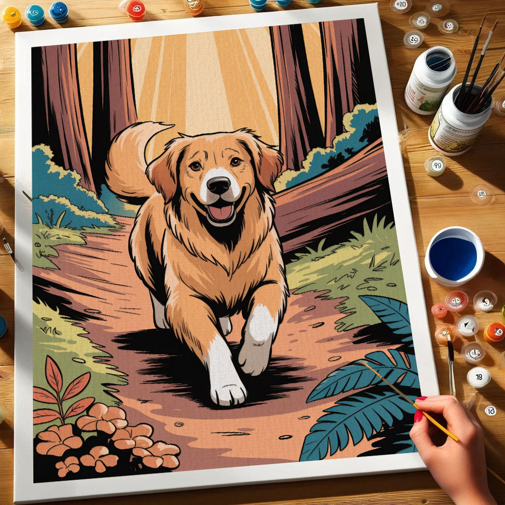 Redwood National Park - Golden Retriever | Paint by Numbers Kit