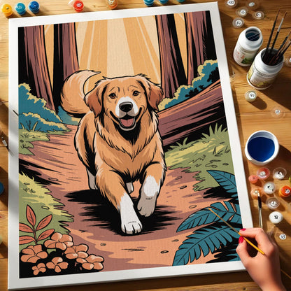Redwood National Park - Golden Retriever | Paint by Numbers Kit