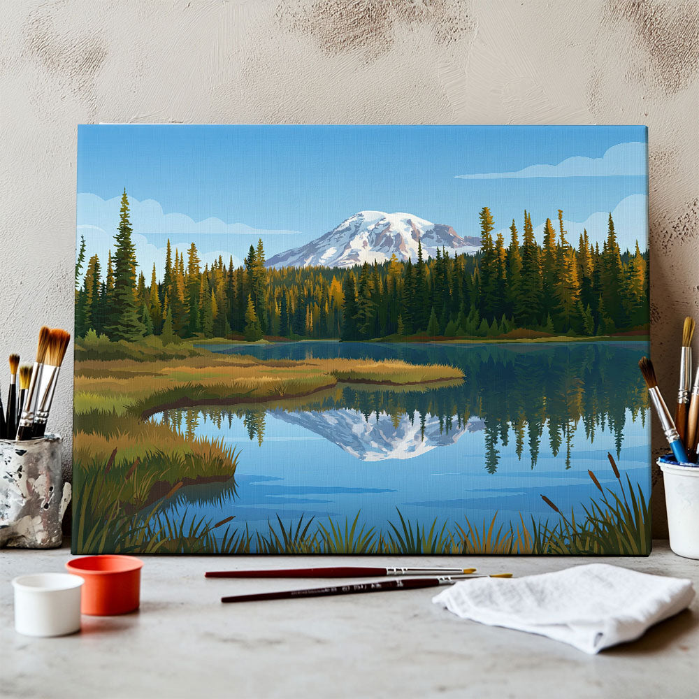 Reflection Lake - Mount Rainier | Paint by Numbers Kit