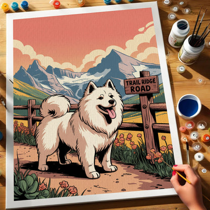 Rocky Mountain National Park - Samoyed | Paint by Numbers Kit