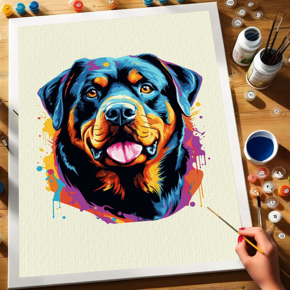 Pant Rottweiler Rottweiler - Colorful Dog | Paint by Numbers Kit – Wander Painting