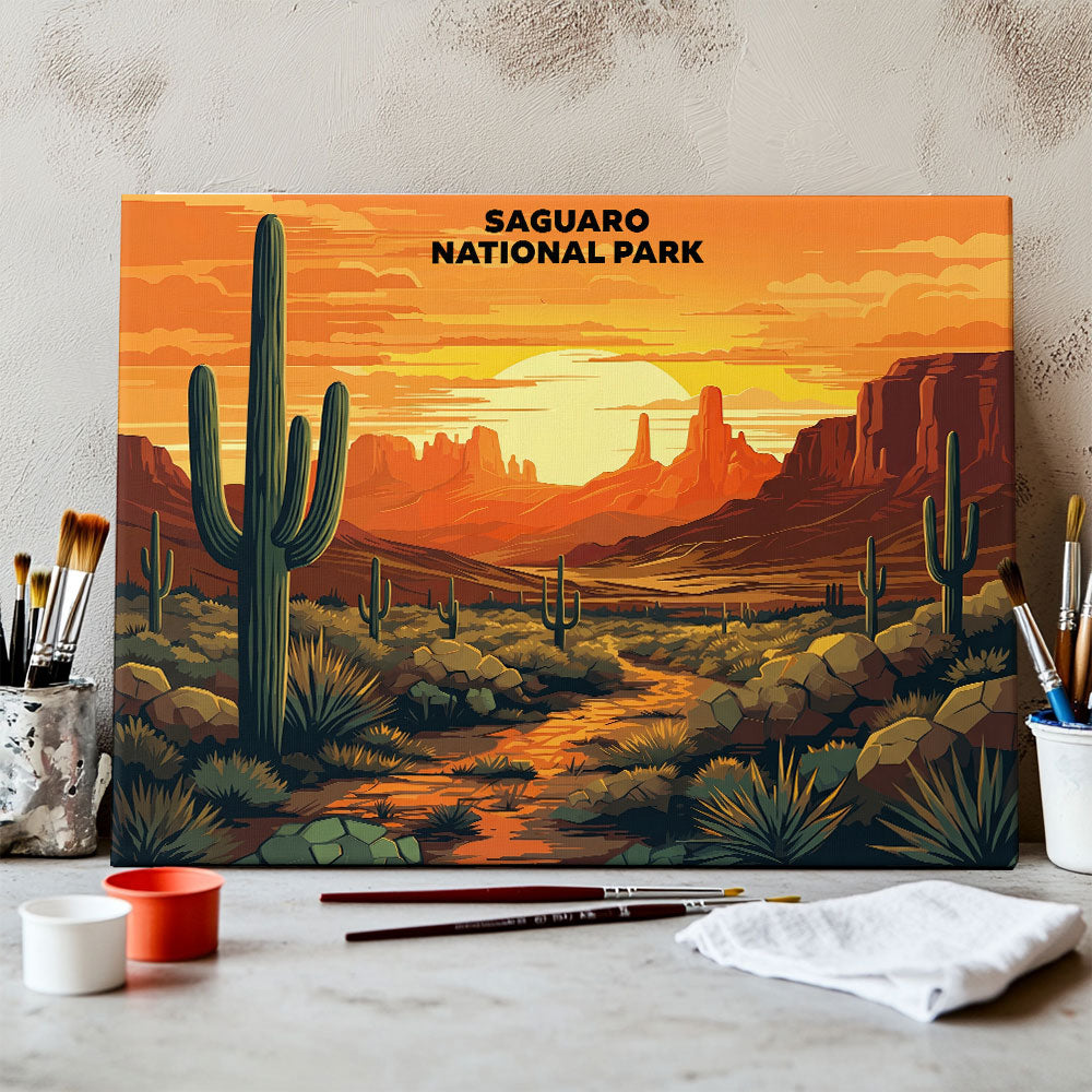 Saguaro National Park - Landscape | Paint by Numbers Kit