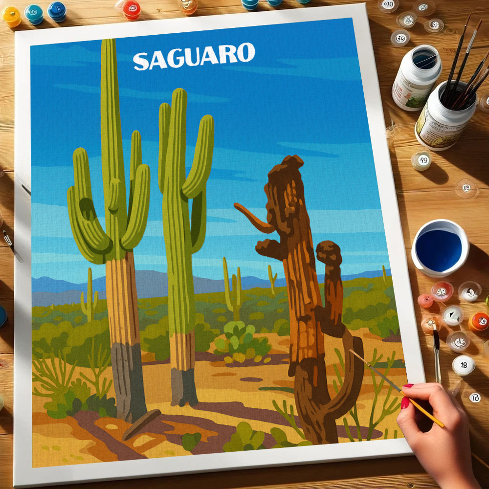 Saguaro-Nationalpark Anfänger | Malen nach Zahlen Set