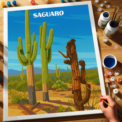 Saguaro-Nationalpark Anfänger | Malen nach Zahlen Set