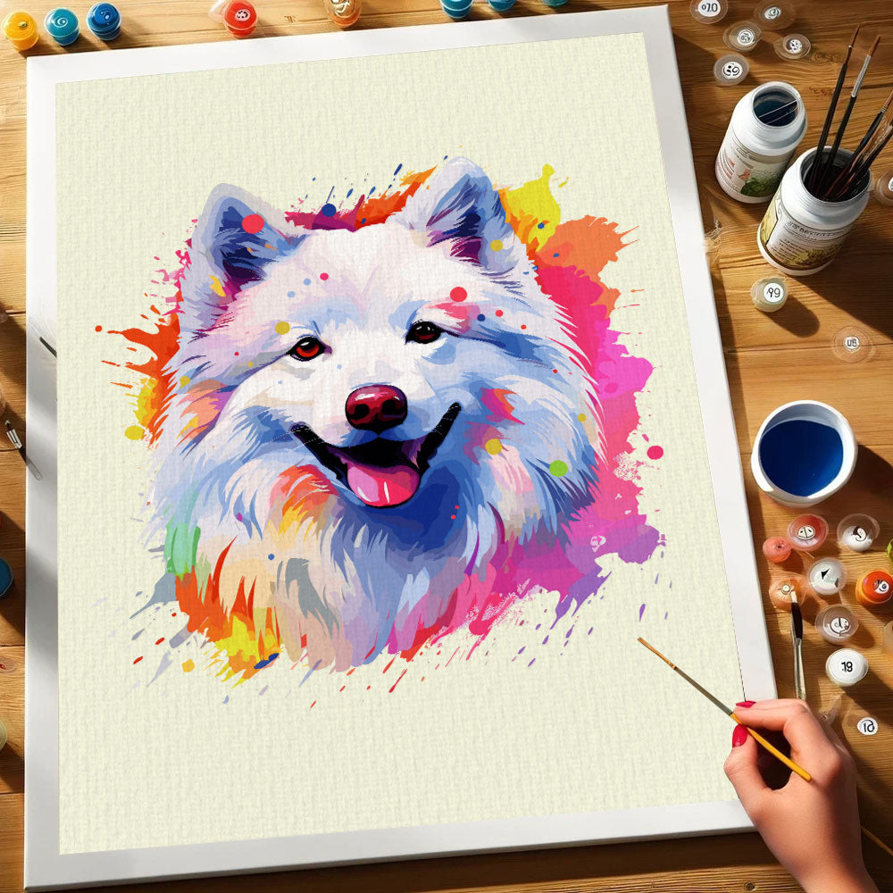 Samoyed - Colorful Dog | Paint by Numbers Kit