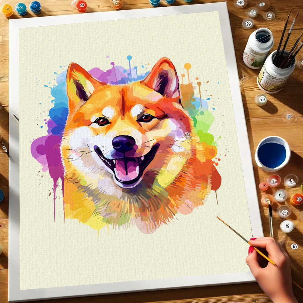 Shiba Inu - Colorful Dog | Paint by Numbers Kit