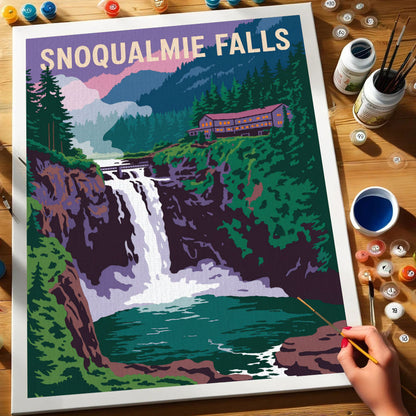 Snoqualmie Falls - U.S. Waterfalls | Paint by Numbers Kit