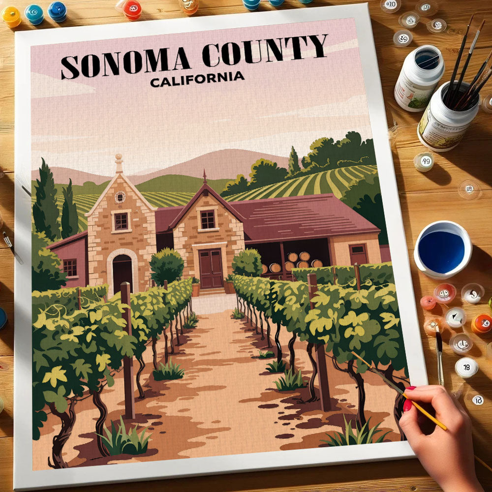 Sonoma County Wineries, California | Paint by Numbers Kit