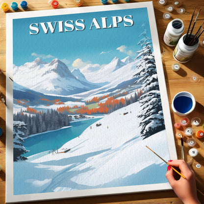 Swiss Alps Travel Poster | Paint by Numbers Kit