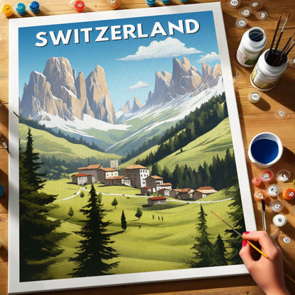 Reiseposter Schweiz | Malen nach Zahlen Set