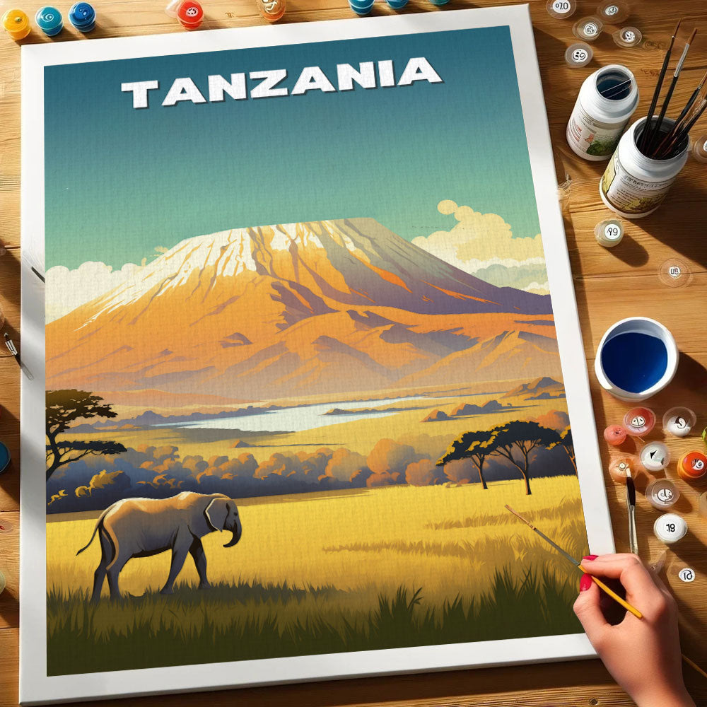 Tanzania Travel Poster | Paint by Numbers Kit