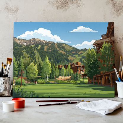 Teton Village - Grand Teton | Paint by Numbers Kit