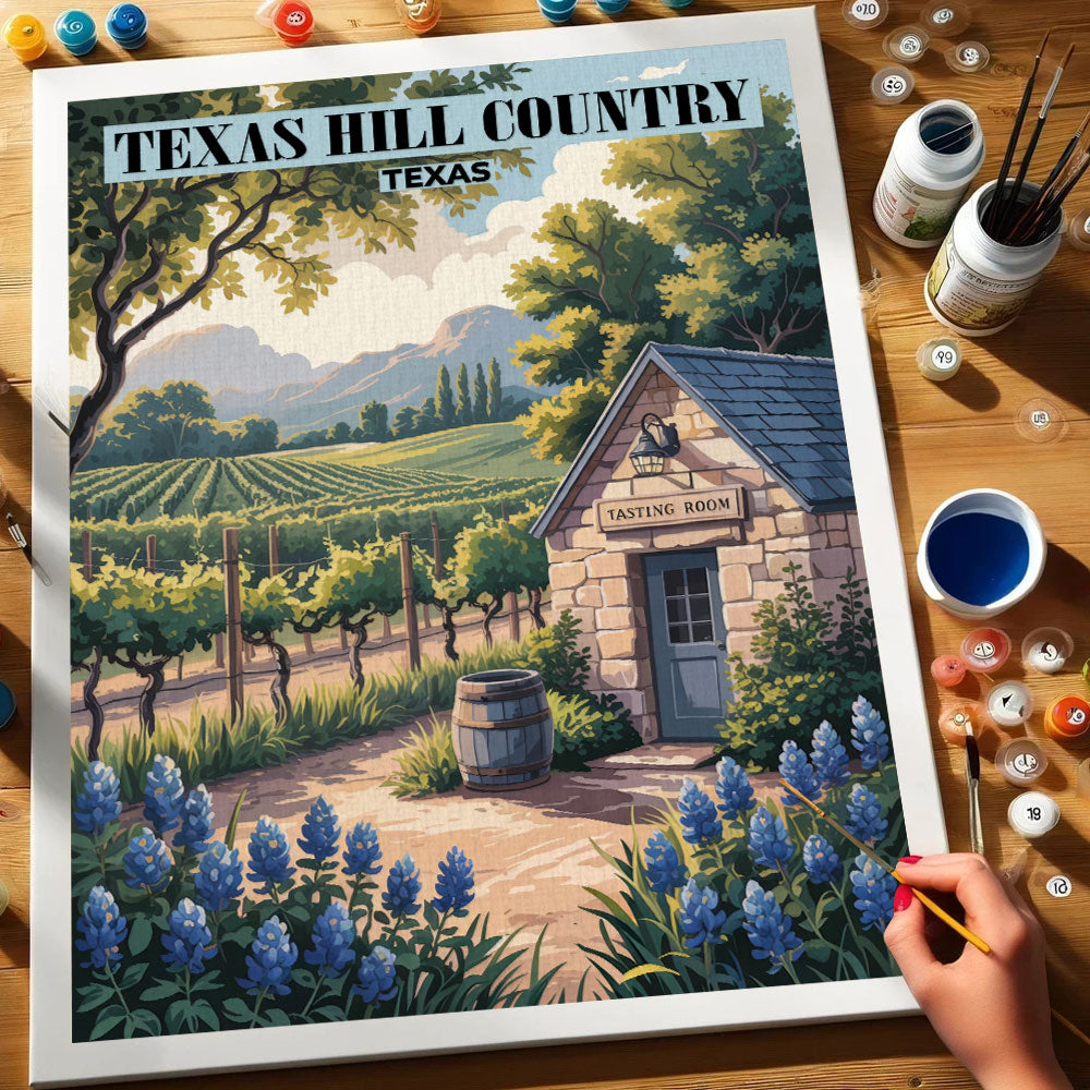 Texas Hill Country Wineries, Texas | Paint by Numbers Kit
