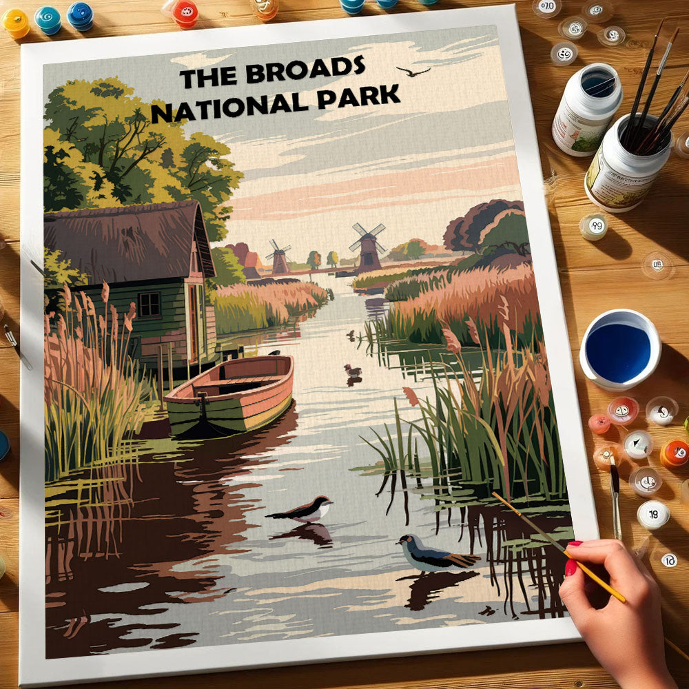 Der Broads-Nationalpark in Großbritannien | Malen nach Zahlen-Set