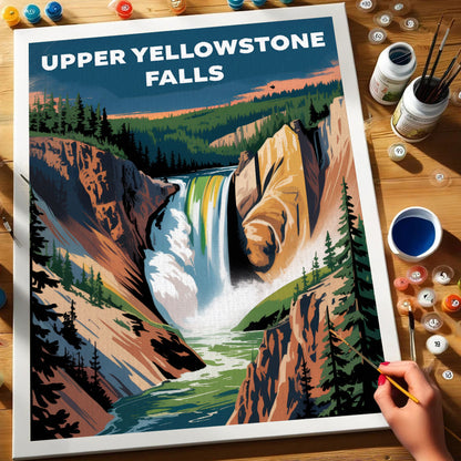 Upper Yellowstone Falls - U.S. Waterfalls | Paint by Numbers Kit