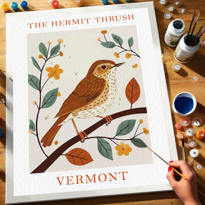 Vermont State Bird Hermit Thrush | Paint by Numbers Kit