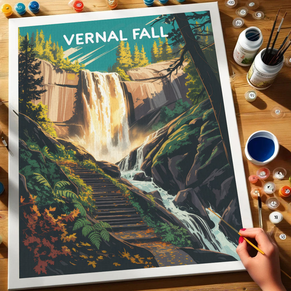 Vernal Fall - Yosemite National Park | Paint by Numbers Kit