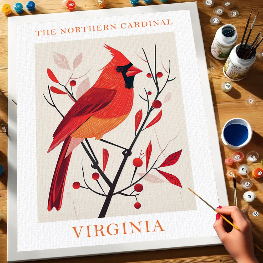 Virginia State Bird Northern Cardinal | Paint by Numbers Kit