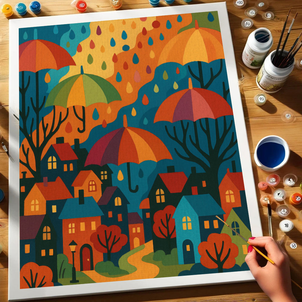 Rainy Village | Paint by Numbers Kit