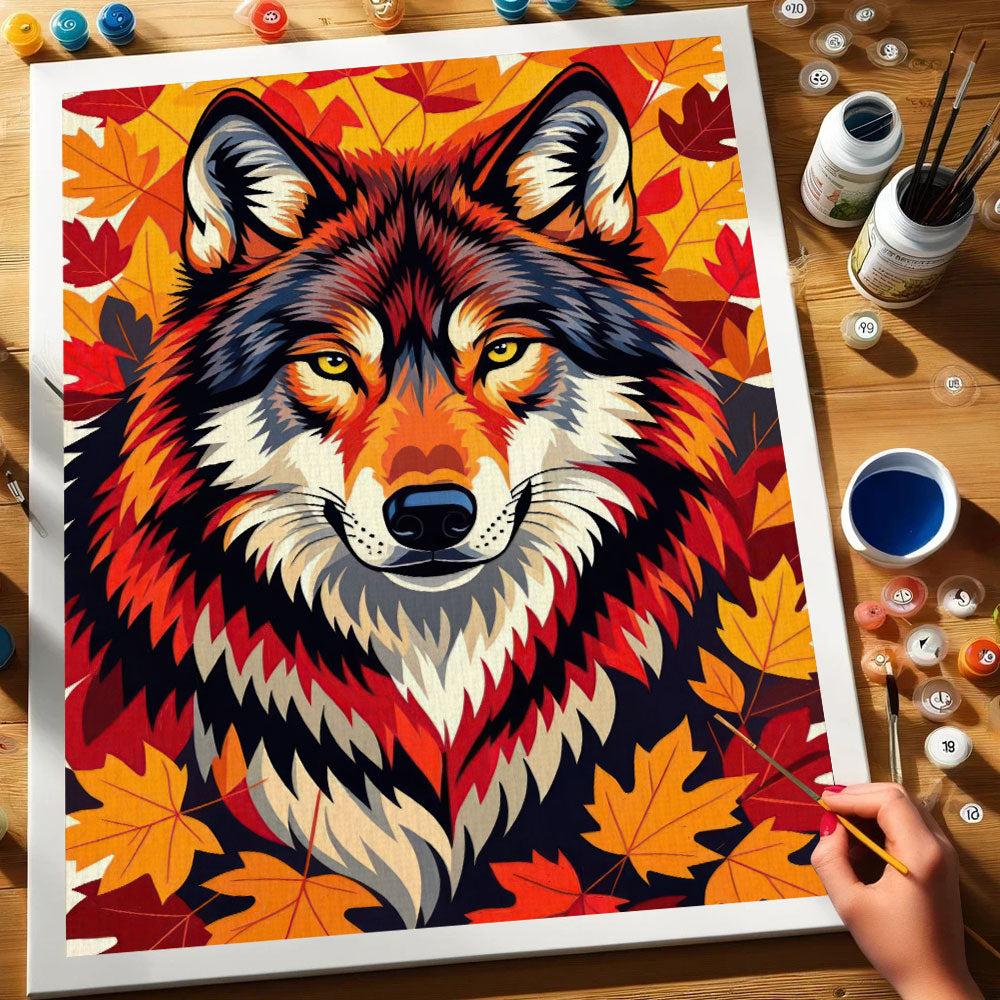 Autumn Wolf - Native American | Paint by Numbers Kit