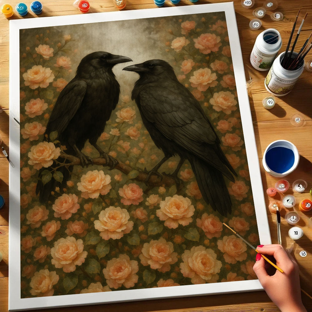 Ravens Among Roses | Paint by Numbers Kit