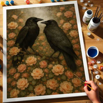 Ravens Among Roses | Paint by Numbers Kit