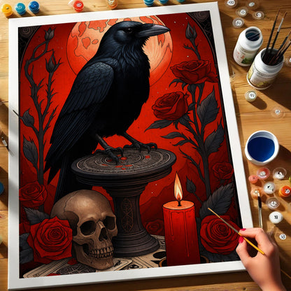 The Candle, the Skull, and the Raven | Paint by Numbers Kit