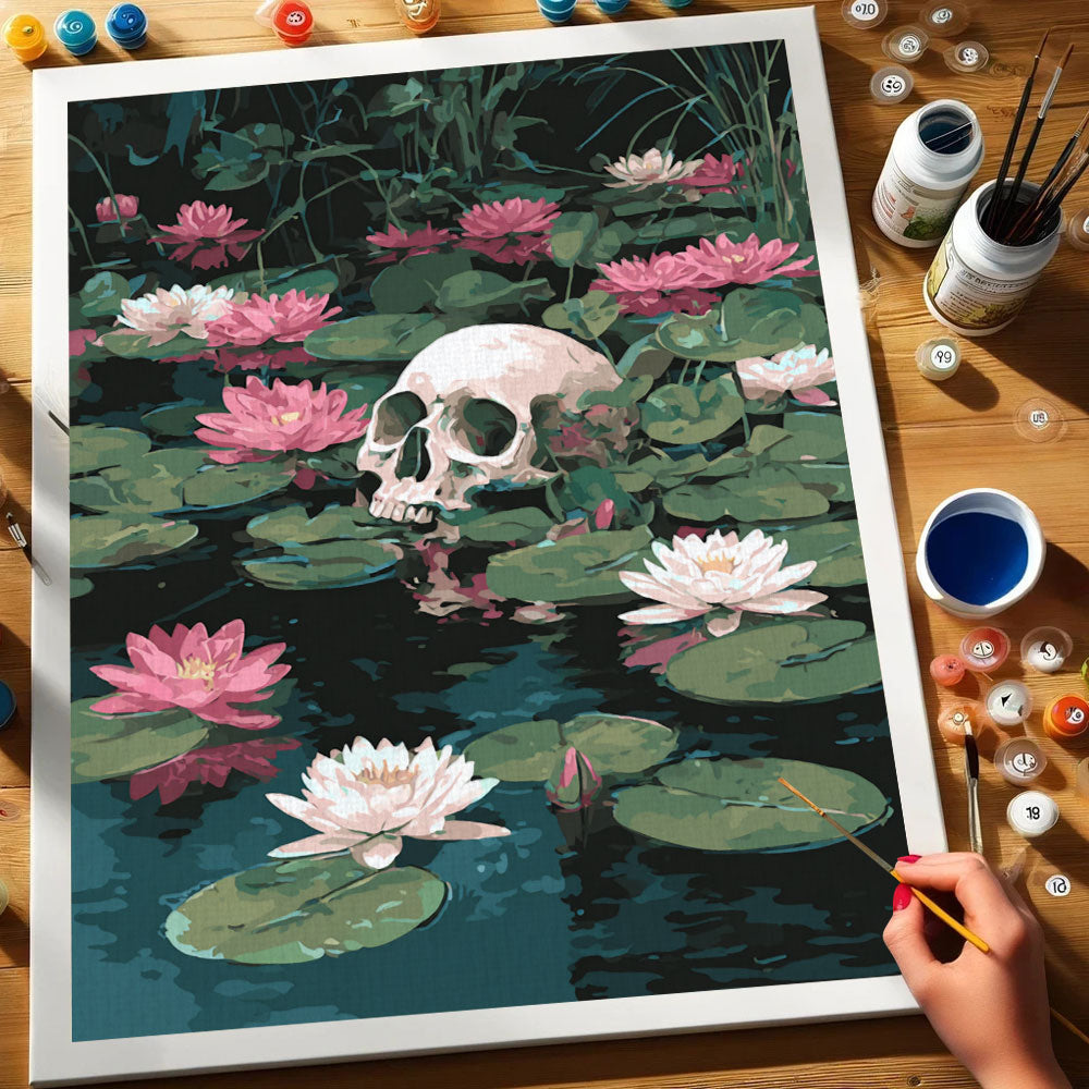 Skull on Water Lilies | Paint by Numbers Kit
