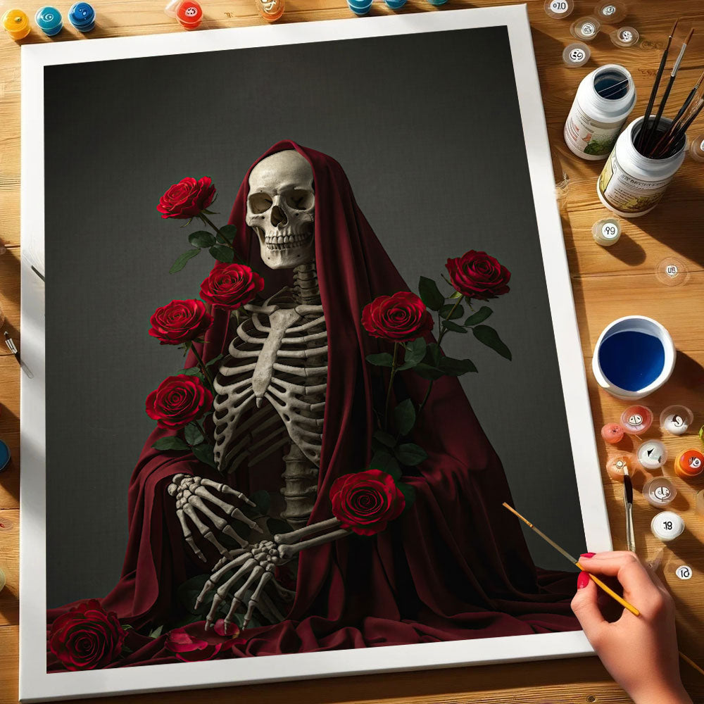 Skeleton with Rose - June Birth Flower | Paint by Numbers Kit