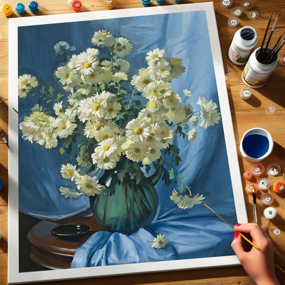 "Still Life - White Daisies" by Ernest Buckmaster | Paint by Numbers Kit
