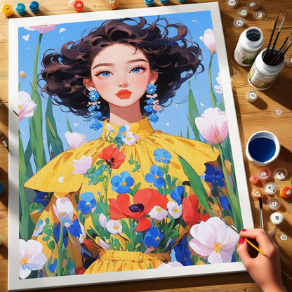 Girl in a Flower Field | Paint by Numbers Kit