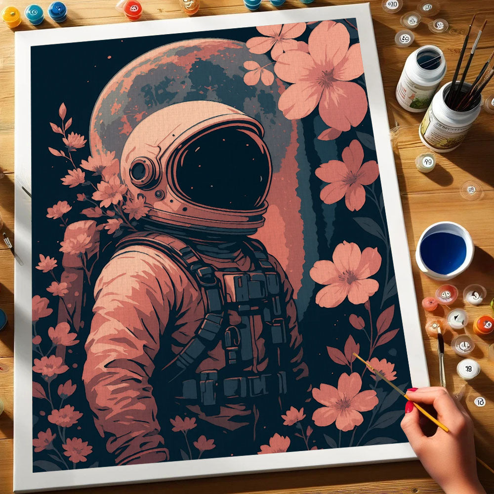Astronaut and Flowers | Paint by Numbers Kit