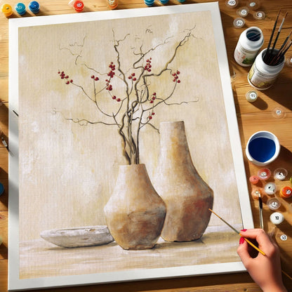 Minimalist Still Life with Red Berries | Paint by Numbers Kit