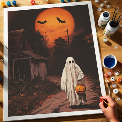 Pumpkin Lantern Ghost | Paint by Numbers Kit