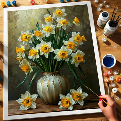 Daffodils in an Earthen Vase | Paint by Numbers Kit