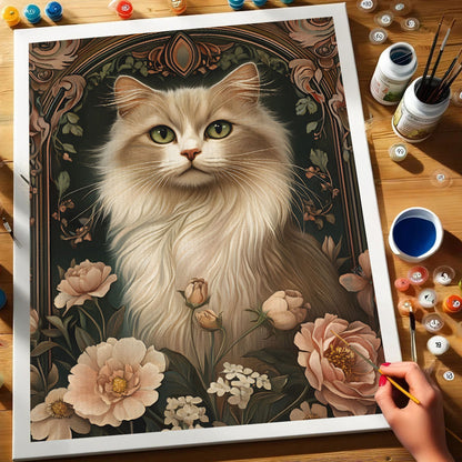 Silken Cat in Bloom | Paint by Numbers Kit