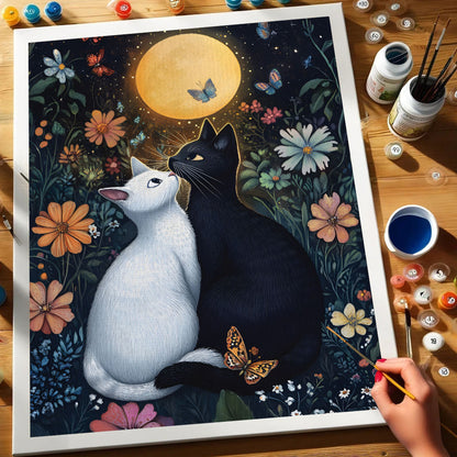 Cat's Love in the Moon | Paint by Numbers Kit