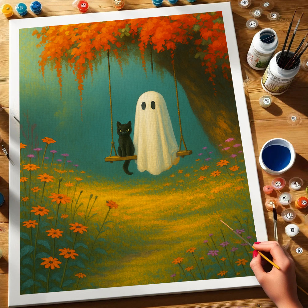 The Ghost and the Black Cat | Paint by Numbers Kit