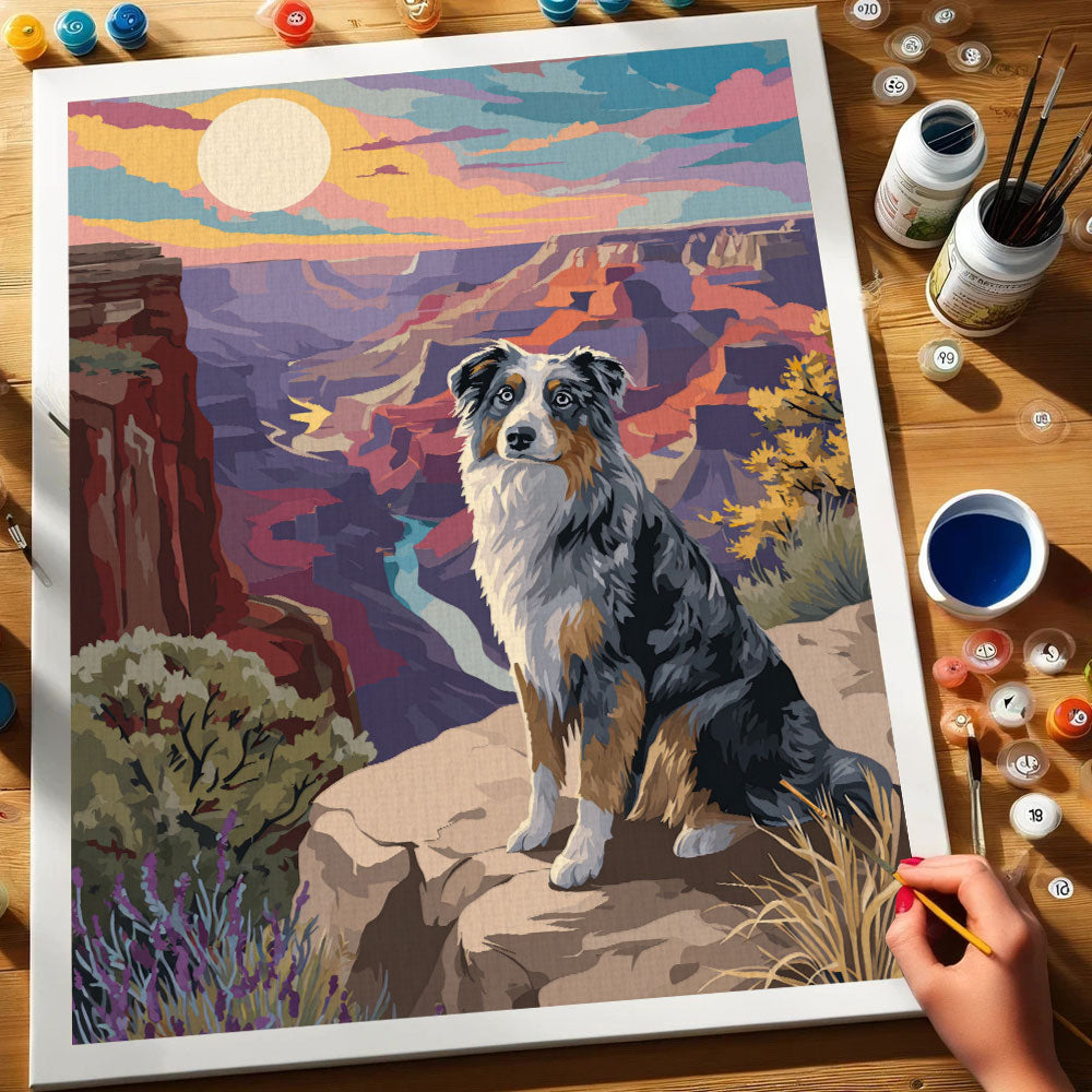 Grand Canyon NP - Australian Shepherd | Paint by Numbers Kit