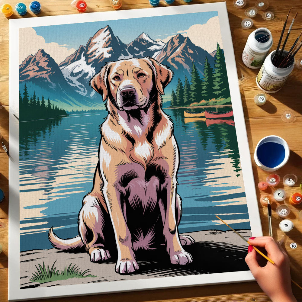 Grand Teton NP - Labrador Retriever | Paint by Numbers Kit