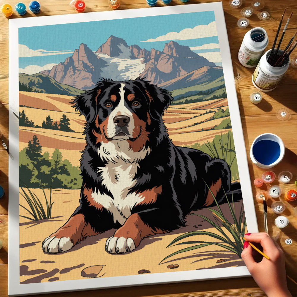Great Sand Dune NP - Bernese Mountain Dog | Paint by Numbers Kit