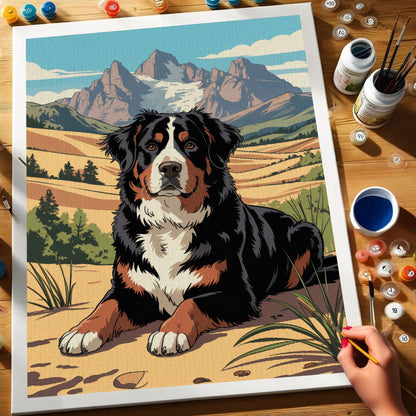 Great Sand Dune NP - Bernese Mountain Dog | Paint by Numbers Kit