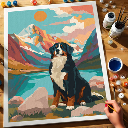 Rocky Mountain NP - Bernese Mountain Dog | Paint by Numbers Kit