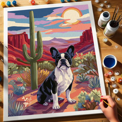 Saguaro NP - French Bulldog | Paint by Numbers Kit