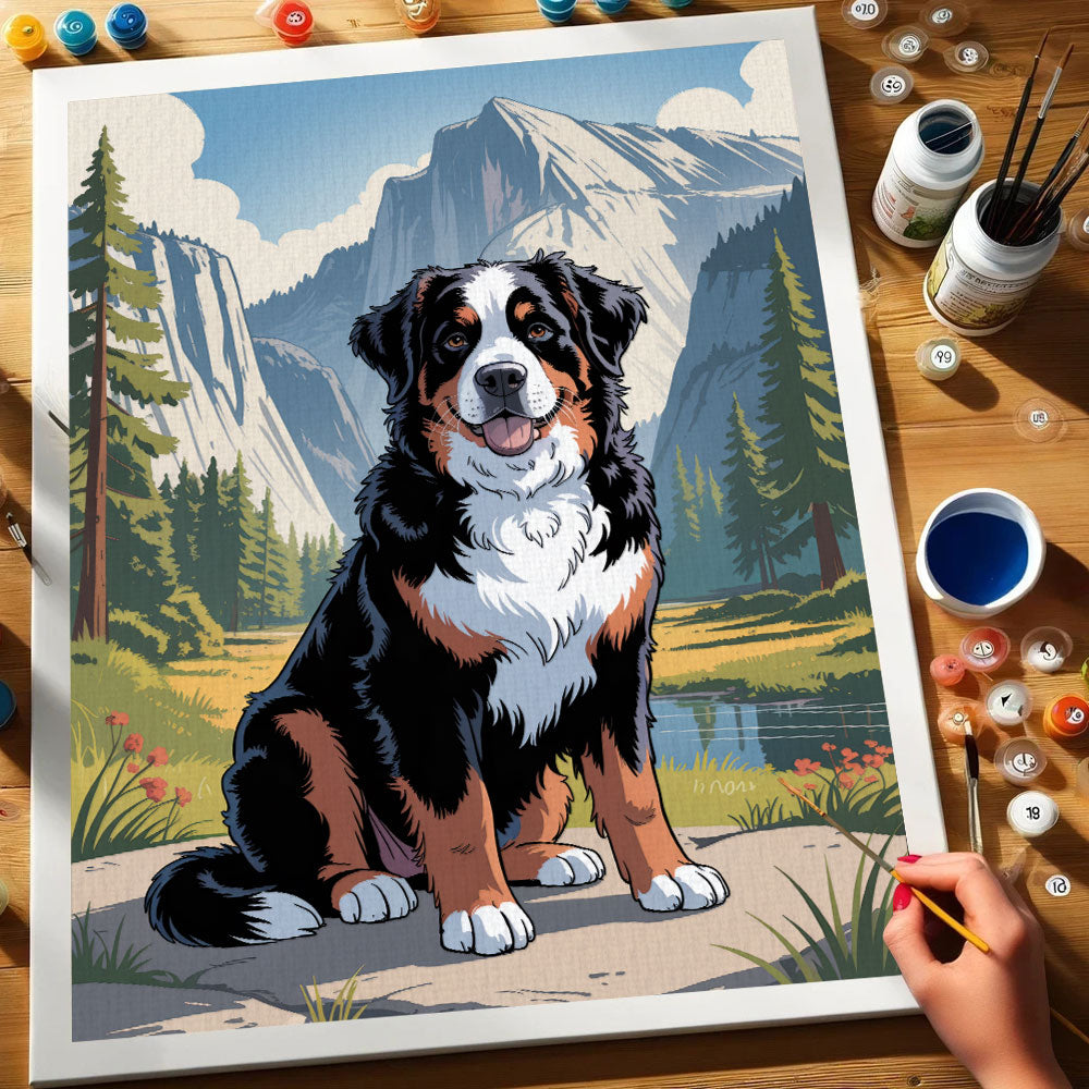 Yosemite NP - Bernese Mountain Dog | Paint by Numbers Kit