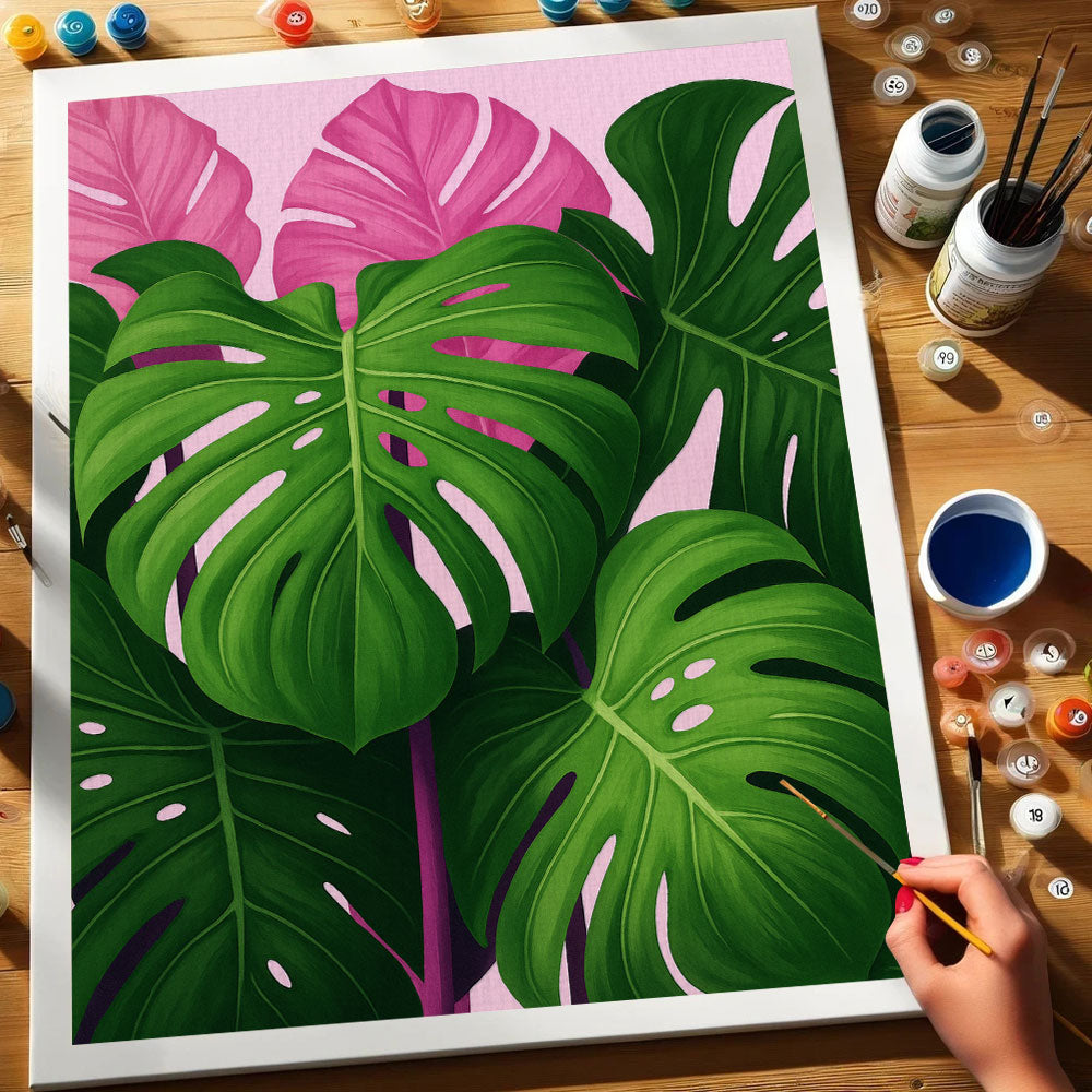Pink Monstera|Paint by Numbers Kit